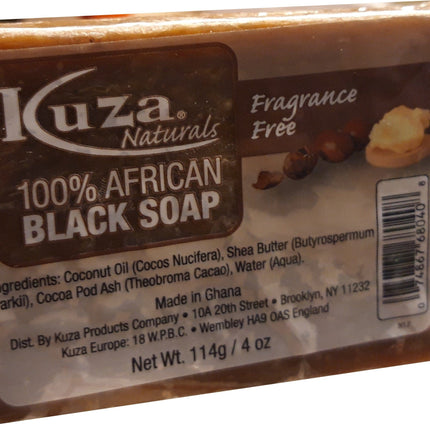 African Black Soap - Kuza Naturals Fragrance Free 100% African Black Soap 114 g